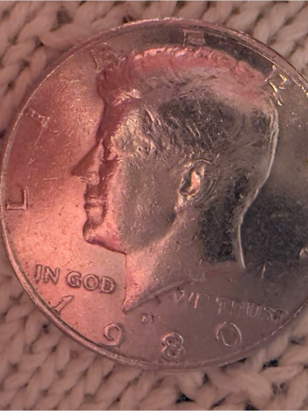 1980 Kennedy Half Dollar - Silver Rare Error with the P Print filled in.